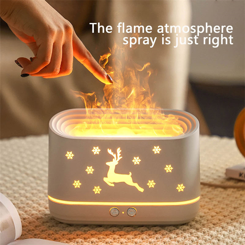 "EverGlow™ Elk Flame Mist Lamp – Silent Humidifier for Festive Spaces"