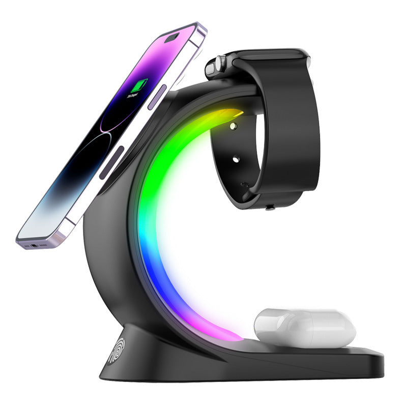 "SwiftGlow™ Magnetic 4-in-1 Wireless Charger – For iPhone, AirPods & Watch"