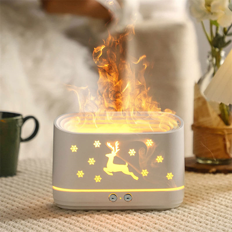 "EverGlow™ Elk Flame Mist Lamp – Silent Humidifier for Festive Spaces"