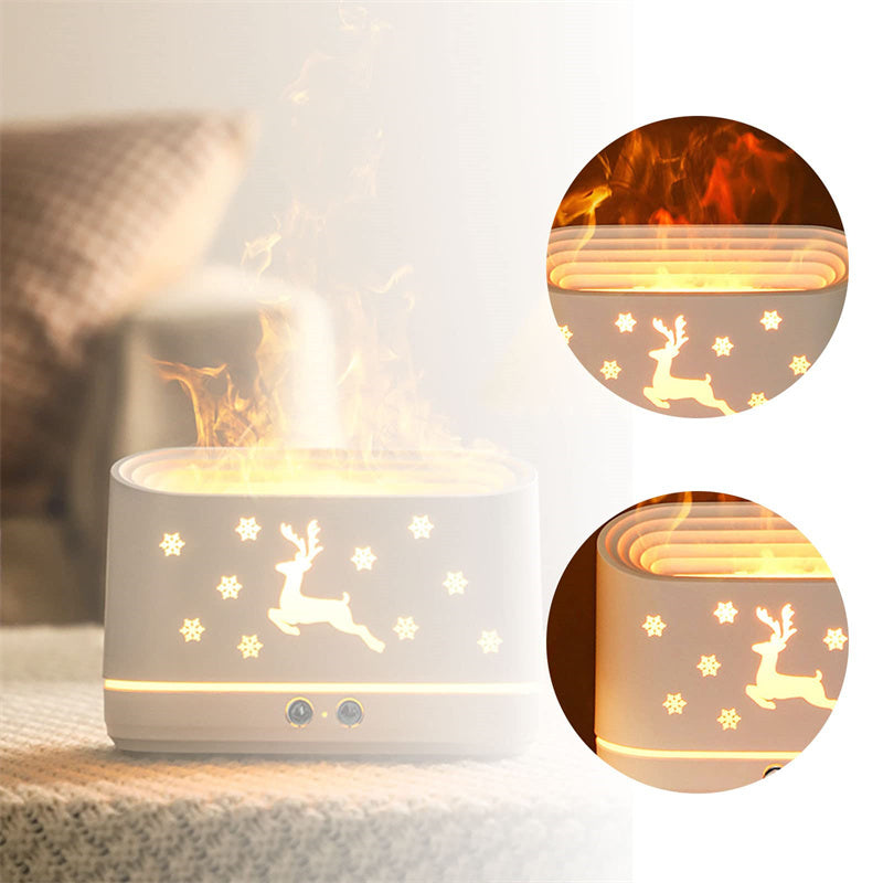 "EverGlow™ Elk Flame Mist Lamp – Silent Humidifier for Festive Spaces"
