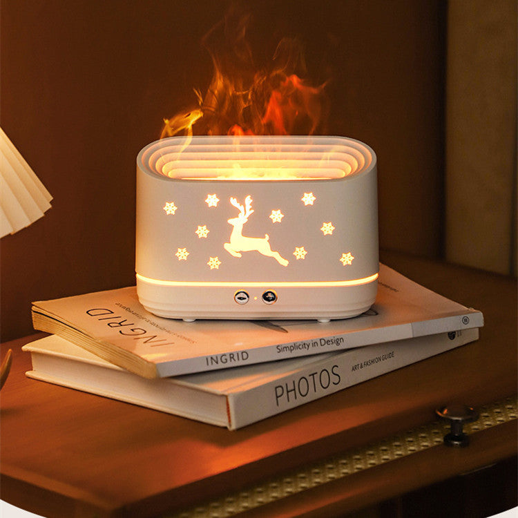 "EverGlow™ Elk Flame Mist Lamp – Silent Humidifier for Festive Spaces"