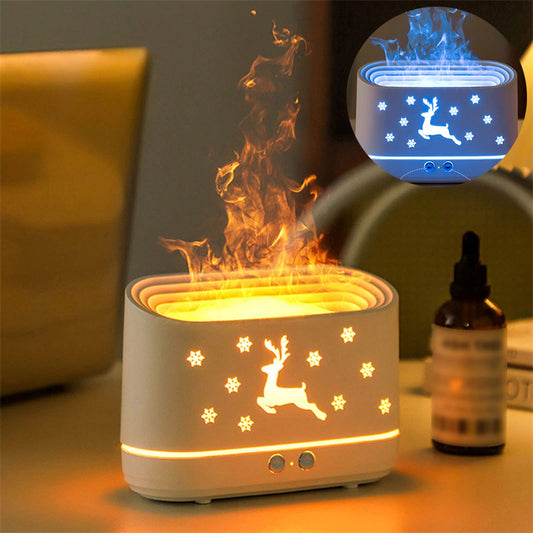 "EverGlow™ Elk Flame Mist Lamp – Silent Humidifier for Festive Spaces"