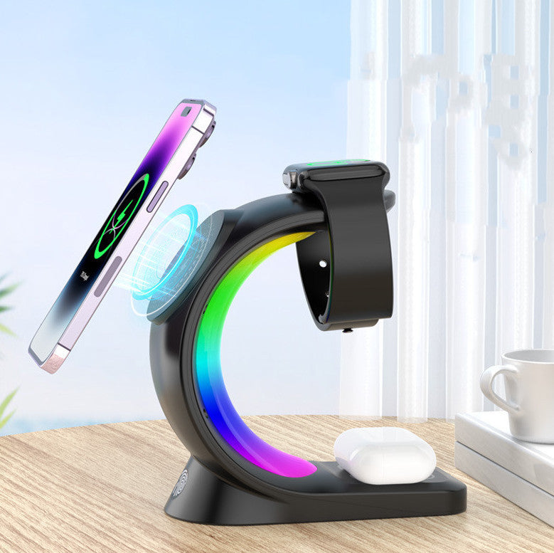 "SwiftGlow™ Magnetic 4-in-1 Wireless Charger – For iPhone, AirPods & Watch"