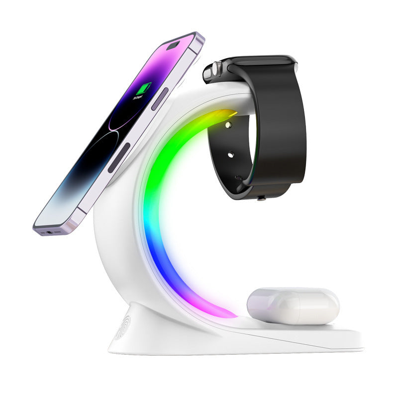 "SwiftGlow™ Magnetic 4-in-1 Wireless Charger – For iPhone, AirPods & Watch"